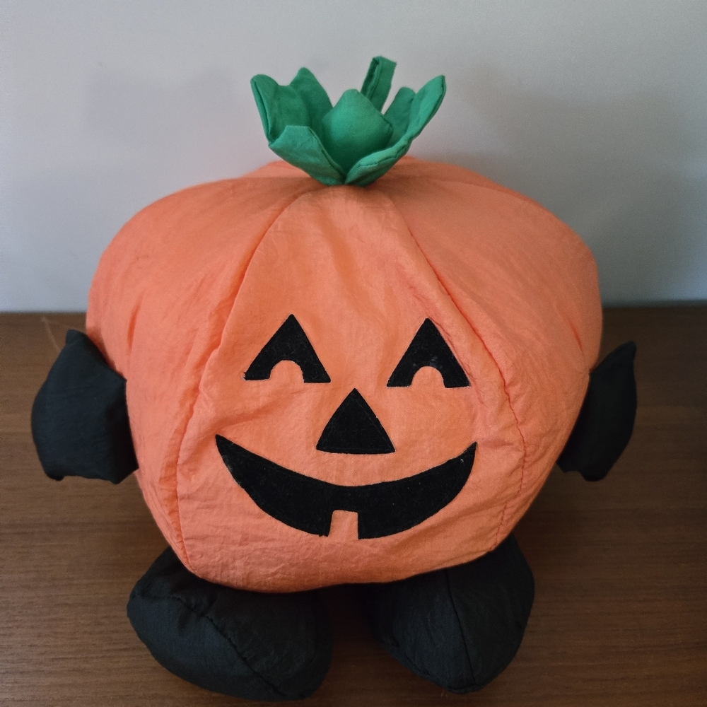Puffy Plush Pumpkin With Arms And Legs Vintage Gibson Greetings 1993 EUC